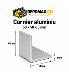Cornier aluminiu 50 x 50 x 3 mm, 6 metri (EN AW-6060)